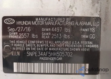 2017 Hyundai Sonata Sport from USA, damaged, VIN 5NPE34AF5HH505702